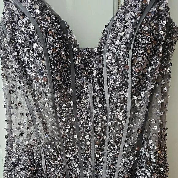 Jovani Black and Silver Embellished Prom Dress - Picture 8 of 9